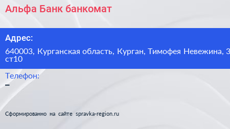 Альфа Банк банкомат - визитка