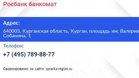 Росбанк банкомат - визитка