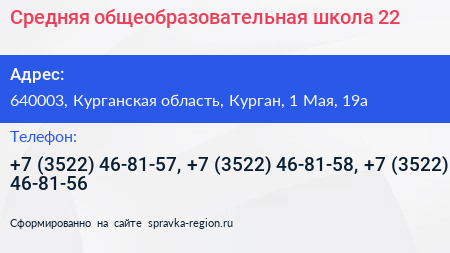 Средняя общеобразовательная школа 22 - визитка