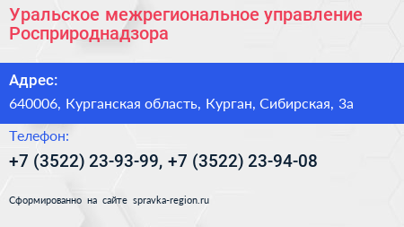 Уральское межрегиональное управление Росприроднадзора - визитка