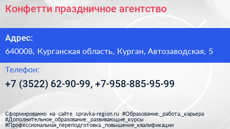 Конфетти праздничное агентство - визитка