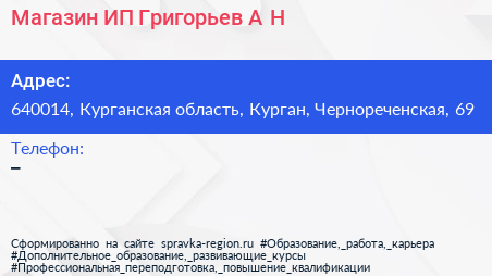 Магазин ИП Григорьев А Н  - визитка