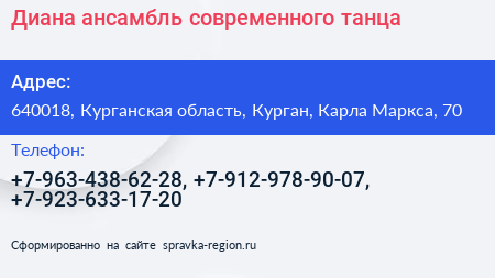 Диана ансамбль современного танца - визитка