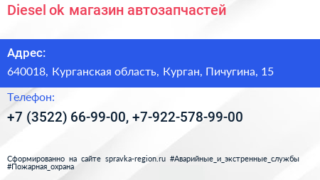 Diesel ok магазин автозапчастей - визитка