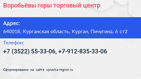 Воробьёвы горы торговый центр - визитка