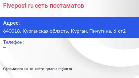 Fivepost ru сеть постаматов - визитка