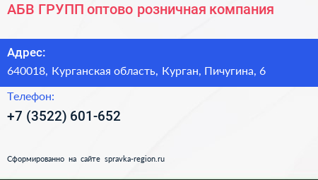 АБВ ГРУПП оптово розничная компания - визитка