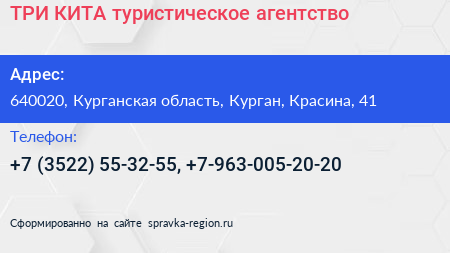 ТРИ КИТА туристическое агентство - визитка