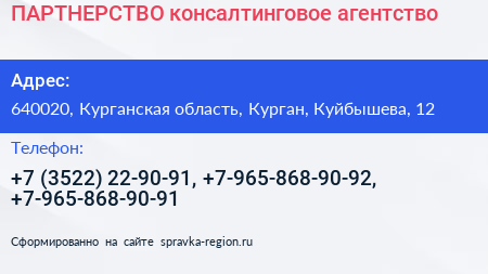 ПАРТНЕРСТВО консалтинговое агентство - визитка