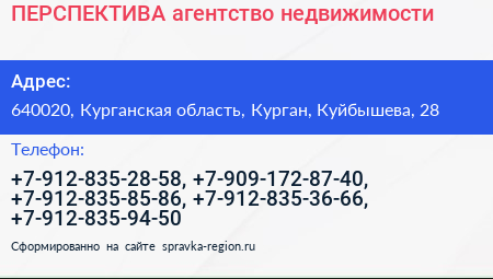ПЕРСПЕКТИВА агентство недвижимости - визитка