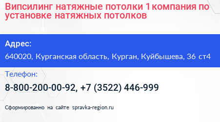 Випсилинг натяжные потолки 1 компания по установке натяжных потолков - визитка