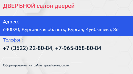 ДВЕРЪНОЙ салон дверей - визитка
