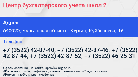 Центр бухгалтерского учета школ 2 - визитка