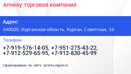 Amway торговая компания - визитка