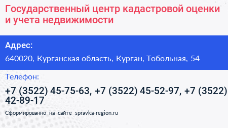 Государственный центр кадастровой оценки и учета недвижимости - визитка