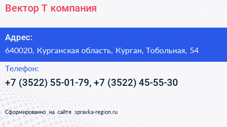 Вектор Т компания - визитка