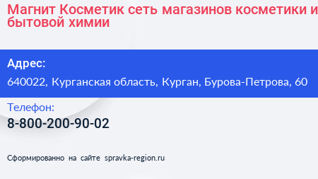 Магнит Косметик сеть магазинов косметики и бытовой химии - визитка