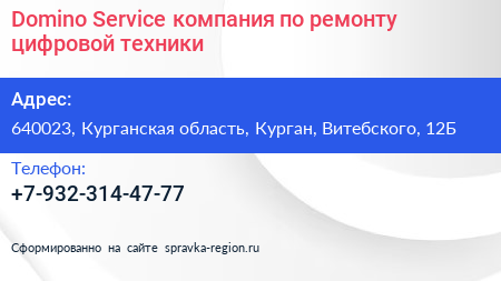 Domino Service компания по ремонту цифровой техники - визитка