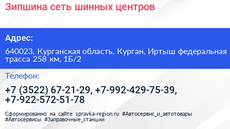 Зипшина сеть шинных центров - визитка