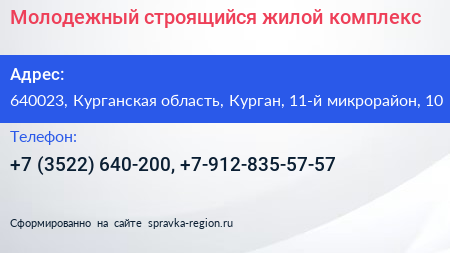 Молодежный строящийся жилой комплекс - визитка