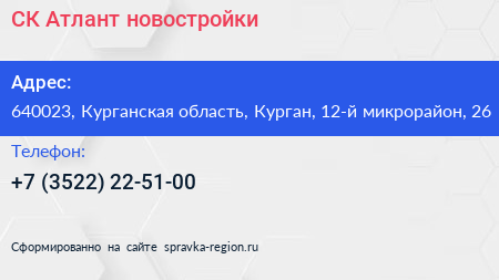 СК Атлант новостройки - визитка