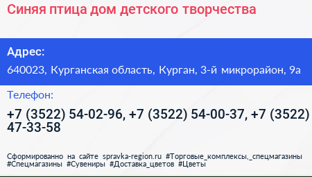 Нажмите, чтобы скачать визитку Синяя птица дом детского творчества - визитка