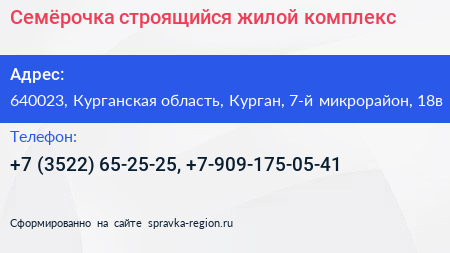 Семёрочка строящийся жилой комплекс - визитка