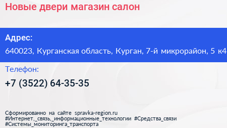 Новые двери магазин салон - визитка