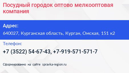 Посудный городок оптово мелкооптовая компания - визитка