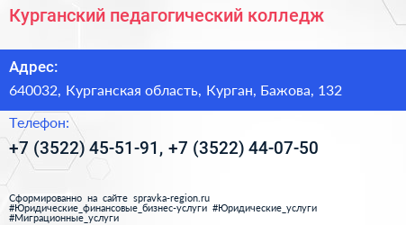 Курганский педагогический колледж - визитка