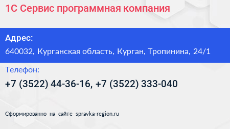 1C Сервис программная компания - визитка