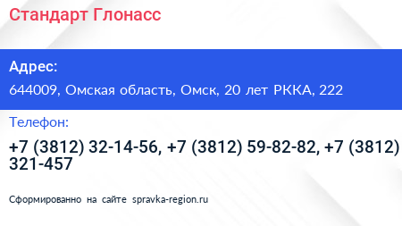 Стандарт Глонасс - визитка
