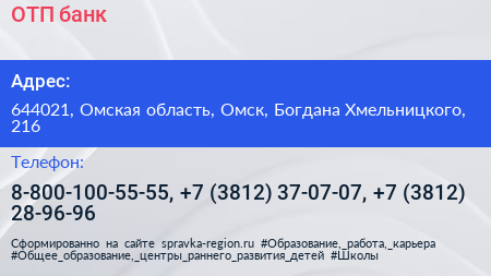 ОТП банк - визитка