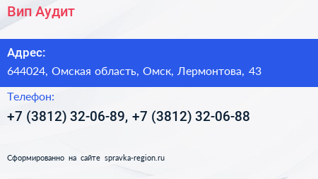 Вип Аудит - визитка