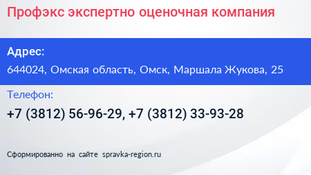 Профэкс экспертно оценочная компания - визитка