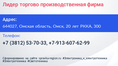 Лидер торгово производственная фирма - визитка