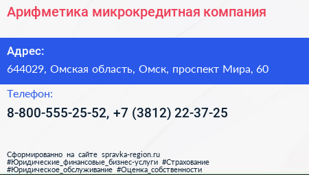 Арифметика микрокредитная компания - визитка