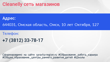 Cleanelly сеть магазинов - визитка