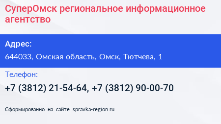 СуперОмск региональное информационное агентство - визитка