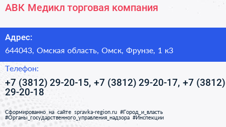 АВК Медикл торговая компания - визитка