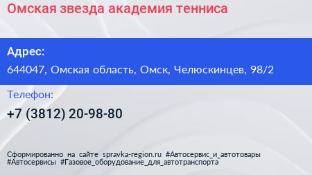 Омская звезда академия тенниса - визитка