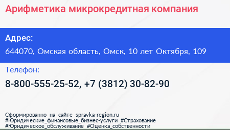 Арифметика микрокредитная компания - визитка