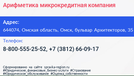 Арифметика микрокредитная компания - визитка