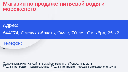 Магазин по продаже питьевой воды и мороженого - визитка