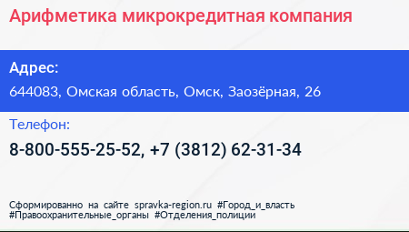 Арифметика микрокредитная компания - визитка