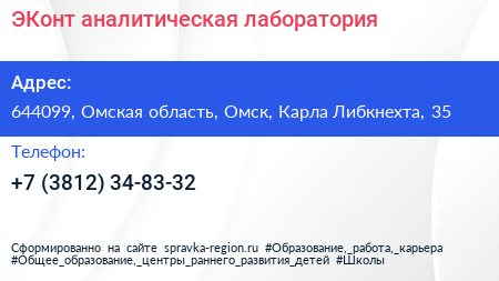ЭКонт аналитическая лаборатория - визитка