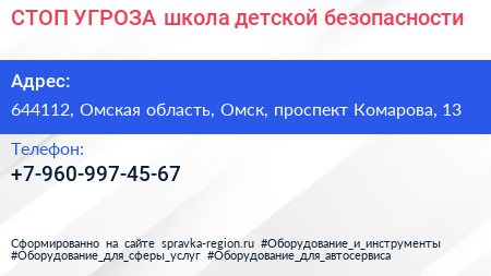 СТОП УГРОЗА школа детской безопасности - визитка