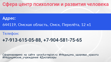 Сфера центр психологии и развития человека - визитка