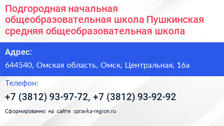 Подгородная начальная общеобразовательная школа Пушкинская средняя общеобразовательная школа - визитка