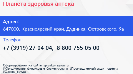 Планета здоровья аптека - визитка